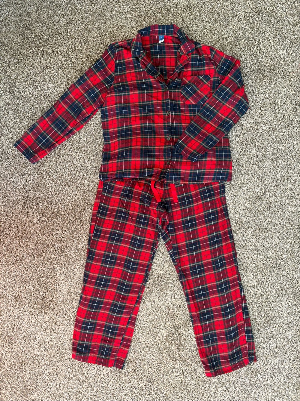 Old Navy Red and Navy Plaid Flannel Pajama Set